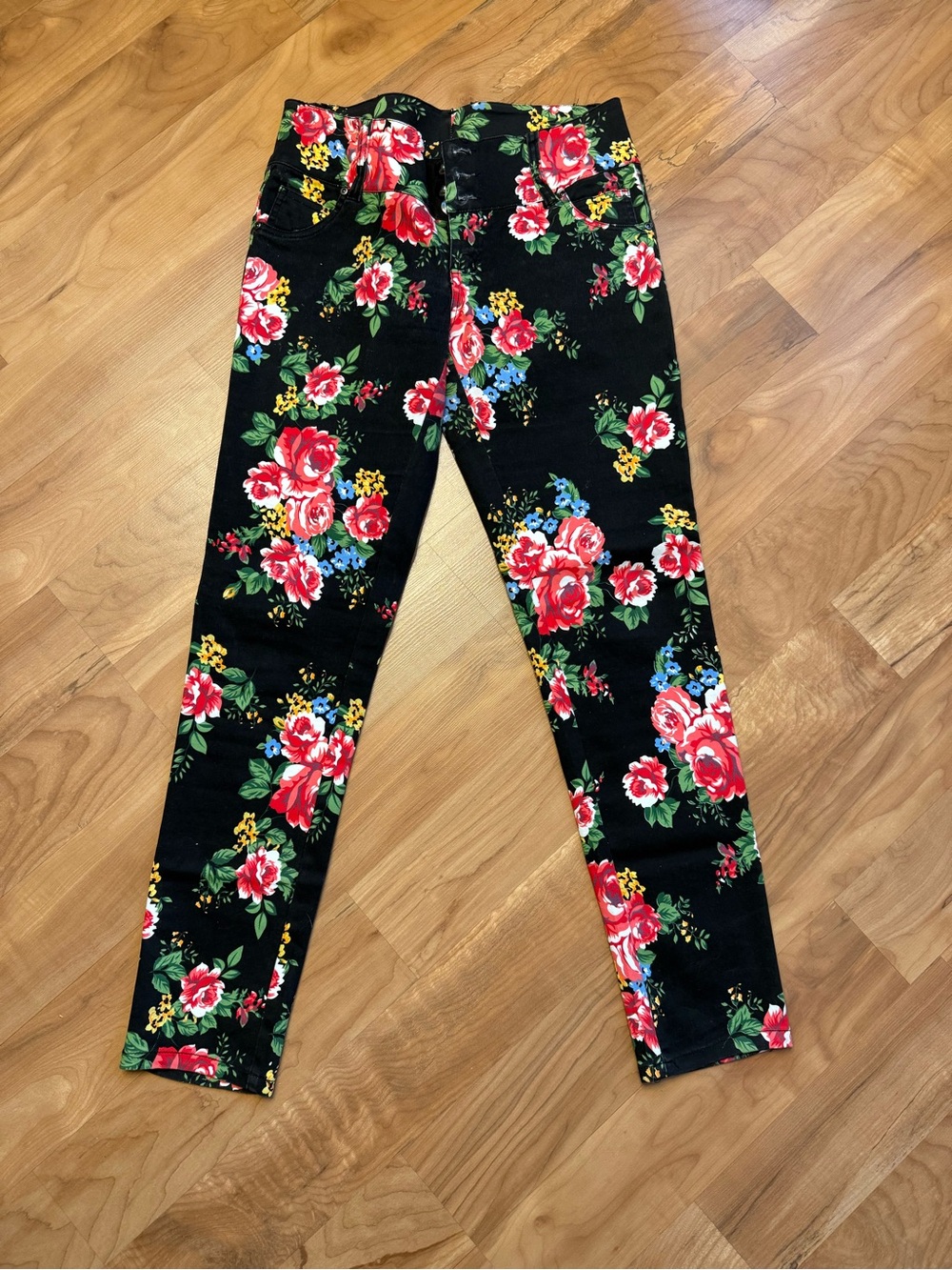 Black Floral Jeans